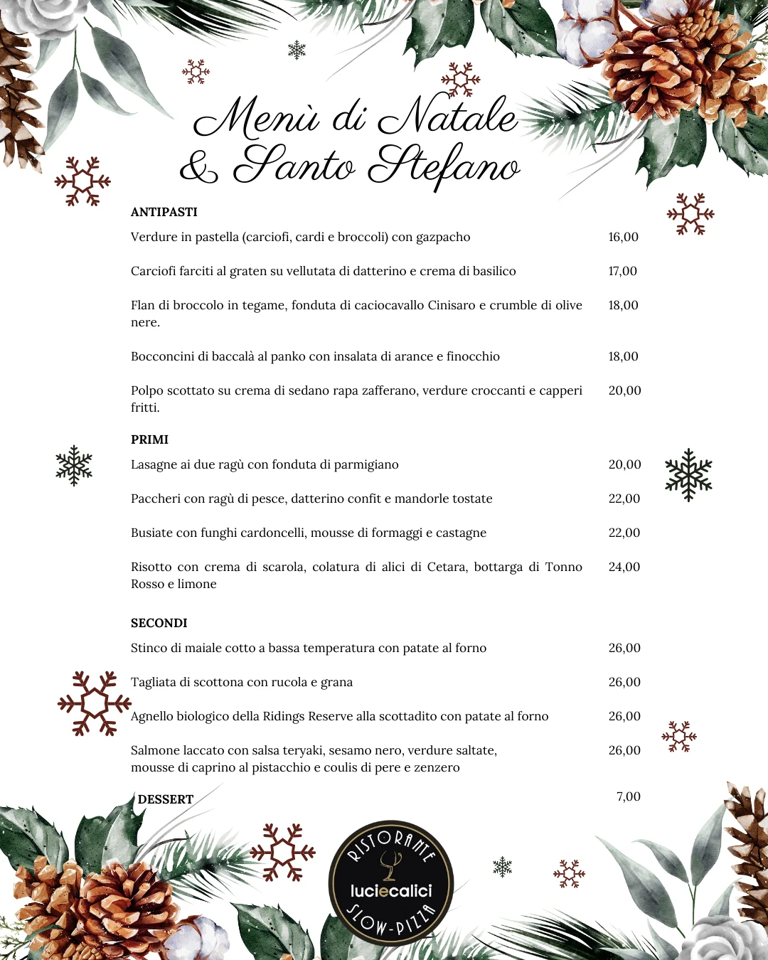 Menù di Natale e Santo Stefano